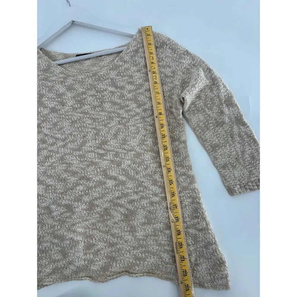 Peruvian Connection Sweater Womens Medium Beige Cotton Blend Pullover Sheer Knit